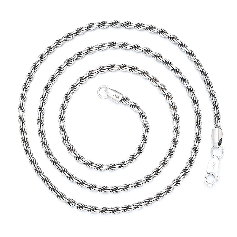 Sterling Sier Vintage Distressed Clavicle Chain Necklaces
