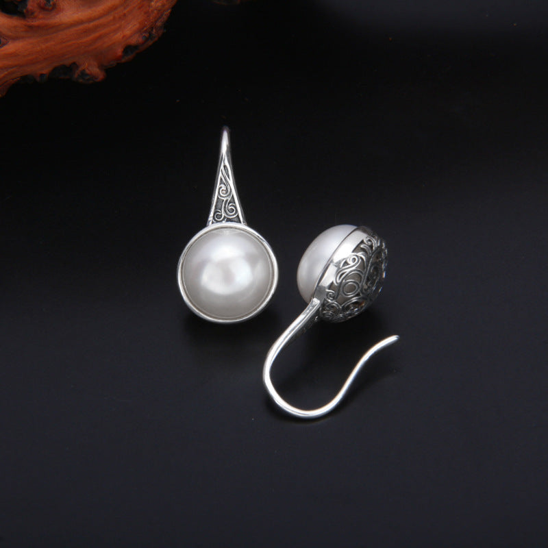 Vintage Antique Distressed Matte Personality Hollow Out Auspicious Ear Hook