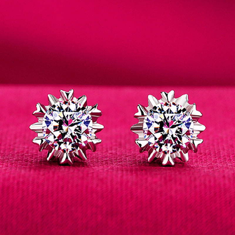 Moissanite Ear Female With Hearts Sterling Earrings
