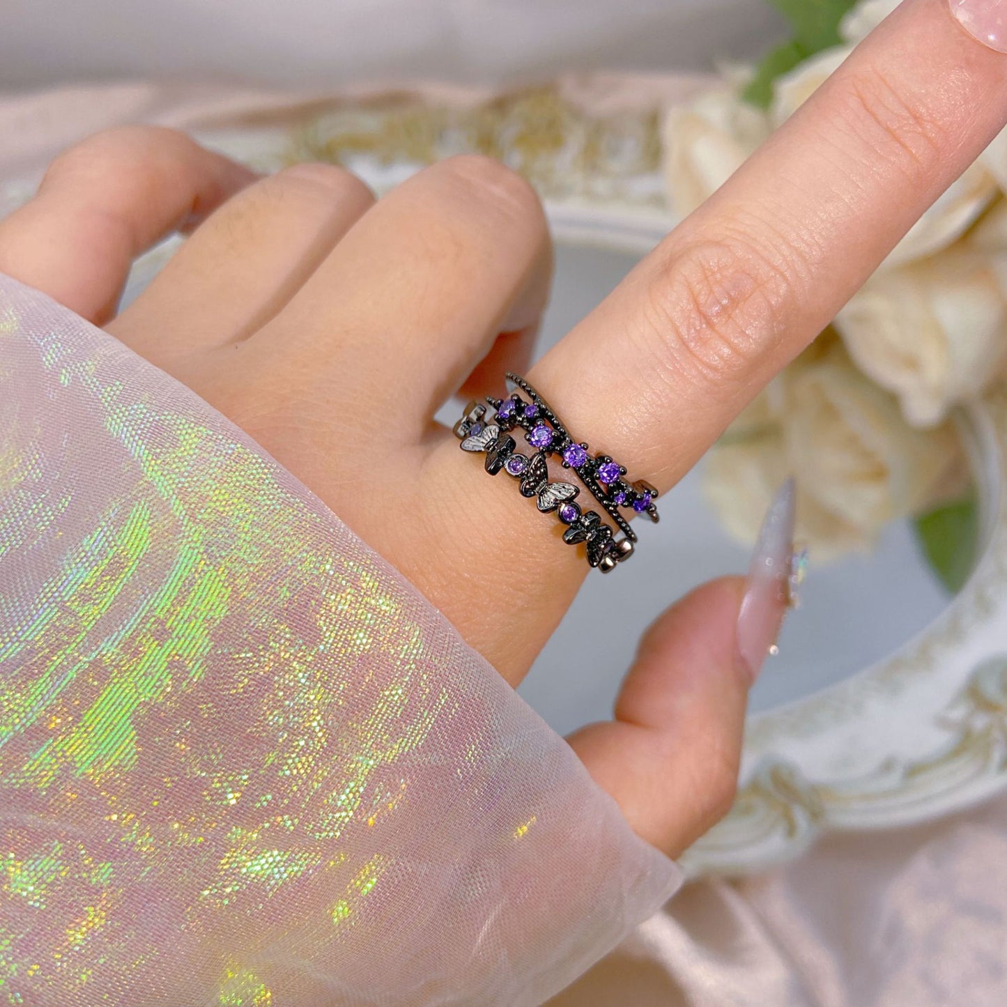 Yuan High-quality Zircon High-grade Color Retaining Open Rings