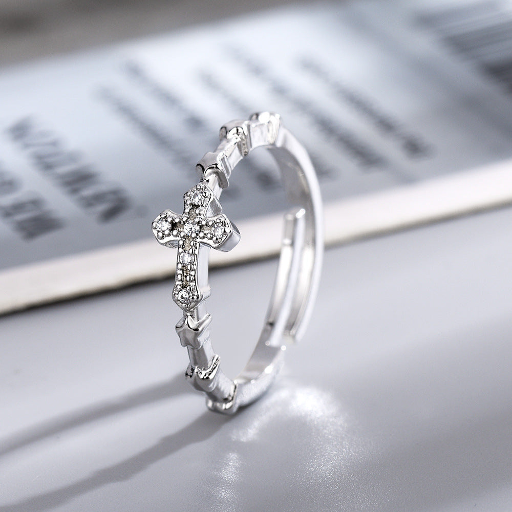 Cross Personality Punk Street Fashion Slub Switchable Index Finger Fine Ring