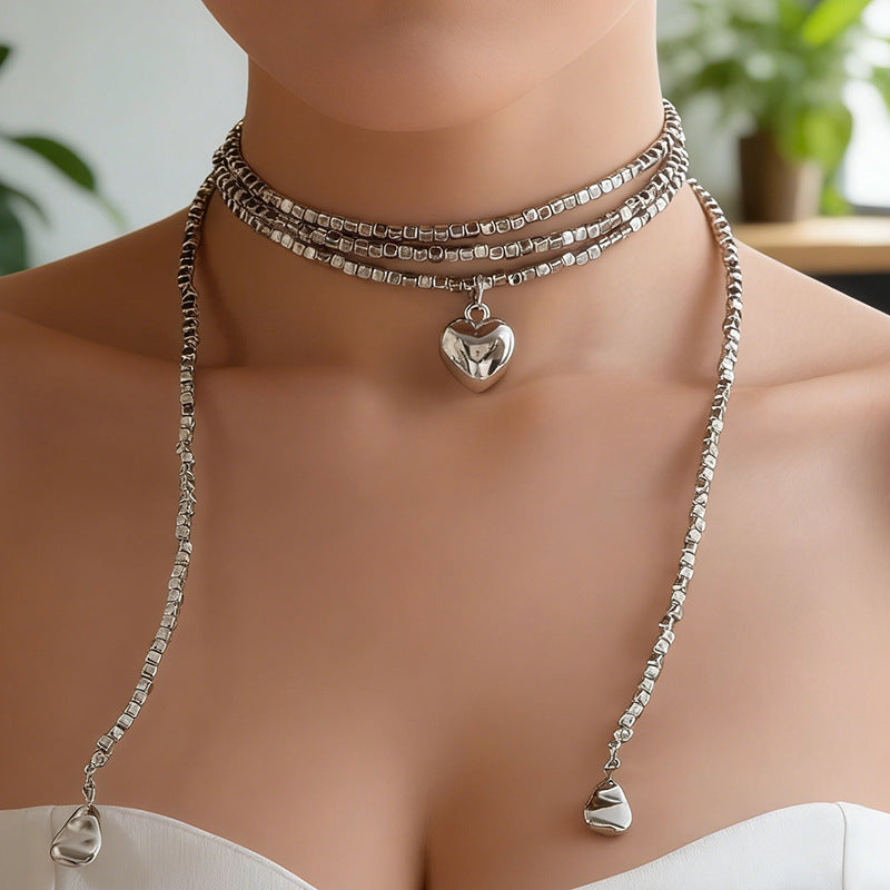 Women's Twin Fashion Small Square Long Sweater Necklace