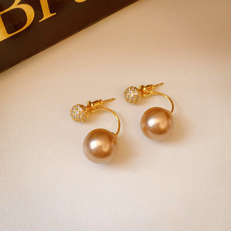 Fashion High-grade Zircon Pearl French Minority Retro Earrings