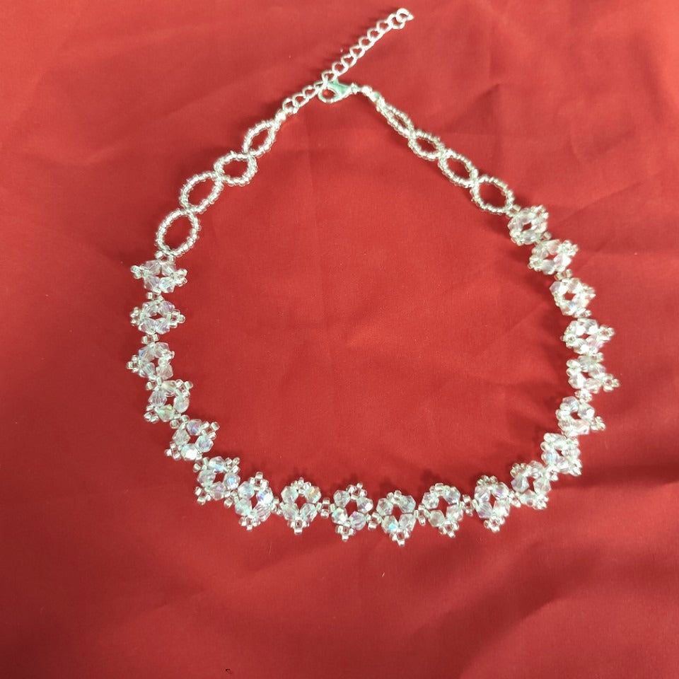 Women's Simple Cold Style Crystal String Beads Short Hair Band Lace Necklaces