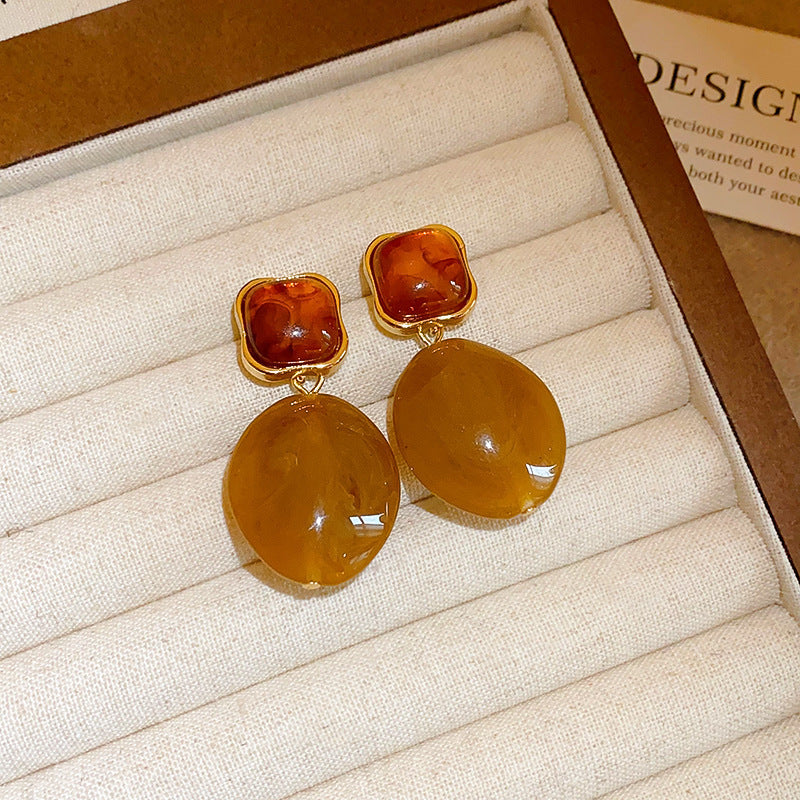 Women's Needle Geometric Irregular Resin Fashionable Retro Earrings