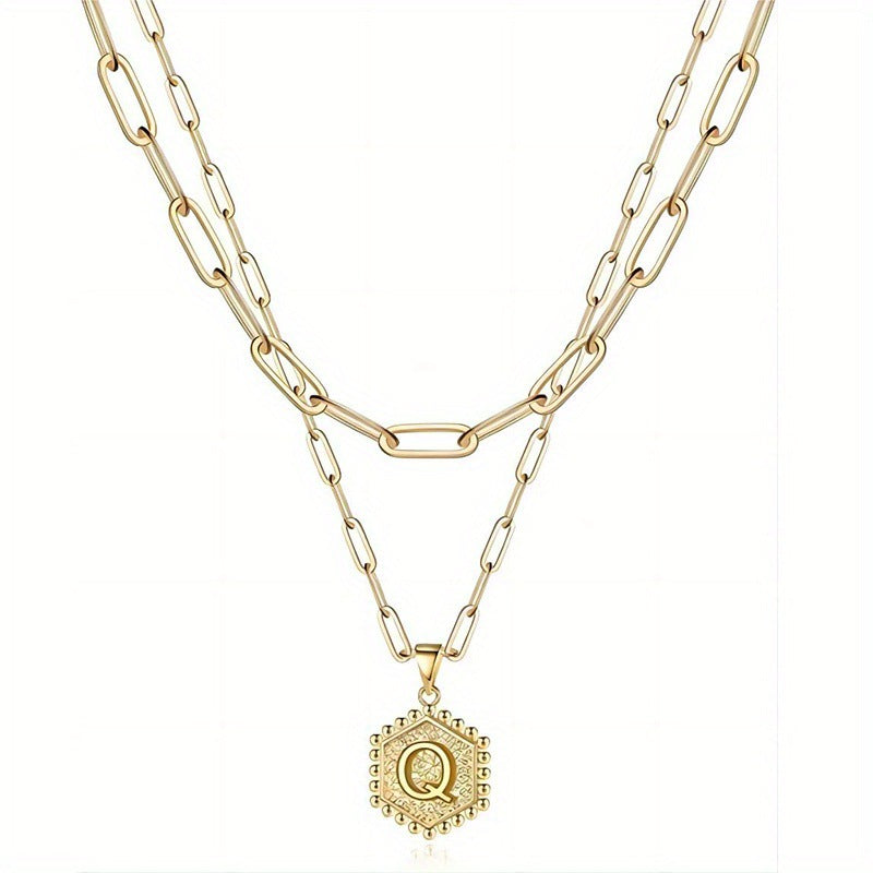 Gold Color Plated Letter Female English Necklace
