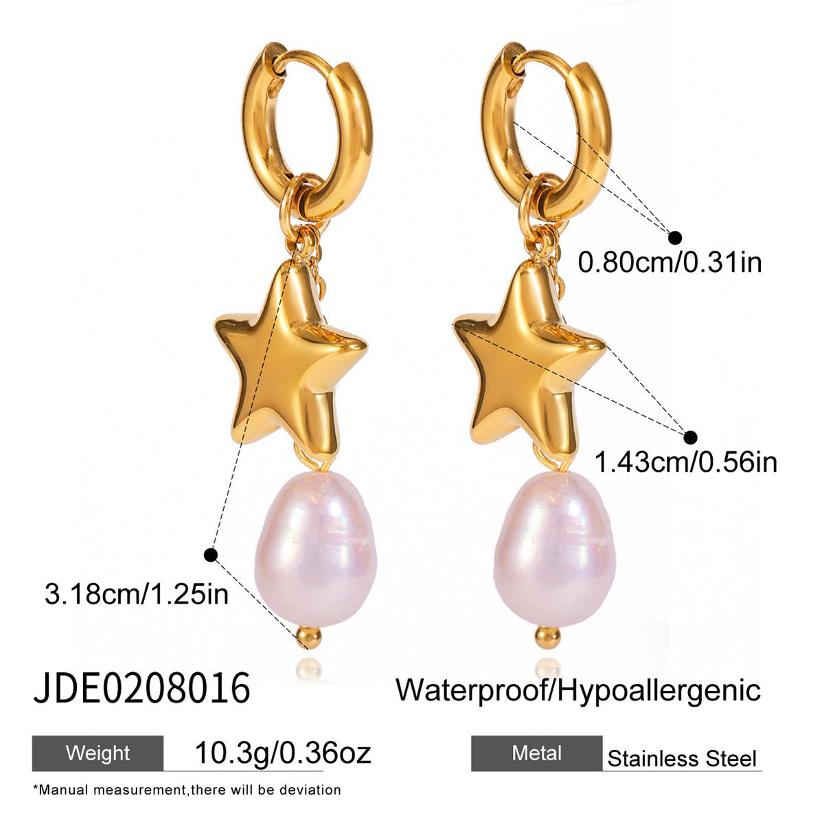 Stainless Steel Pearl Fashion Classic Baroque Earrings