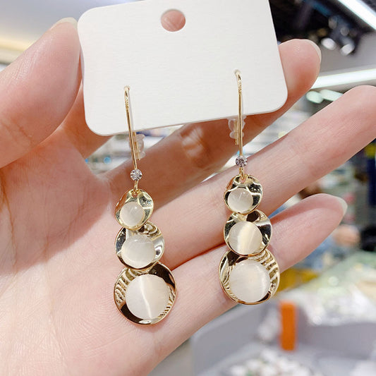 Women's Ear Opal Korean Style Asymmetric Eardrops Earrings