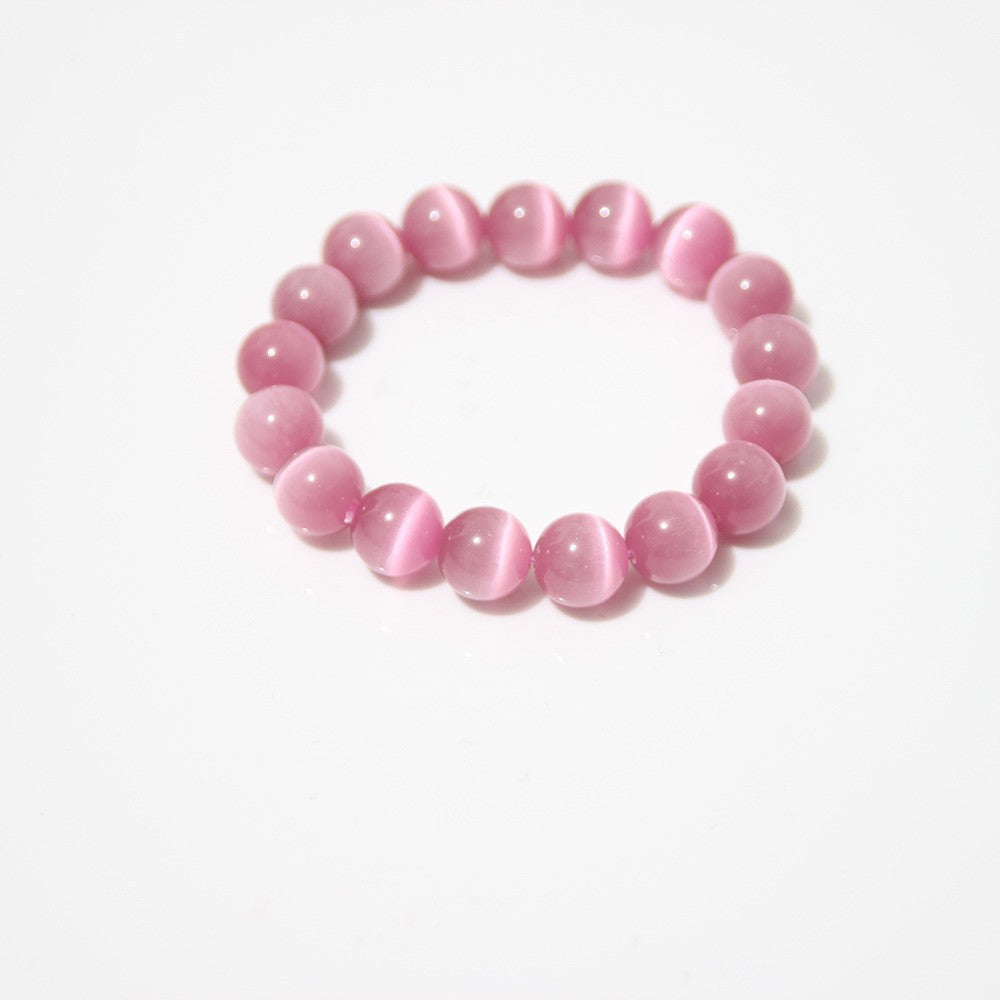 Women's Natural Pink Crystal Agate Tiger Eye Bracelet