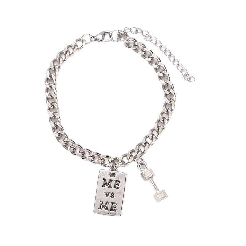 Men's Style Small Dumbbell Trendy Simple Personality Hip Hop Couple Bracelet