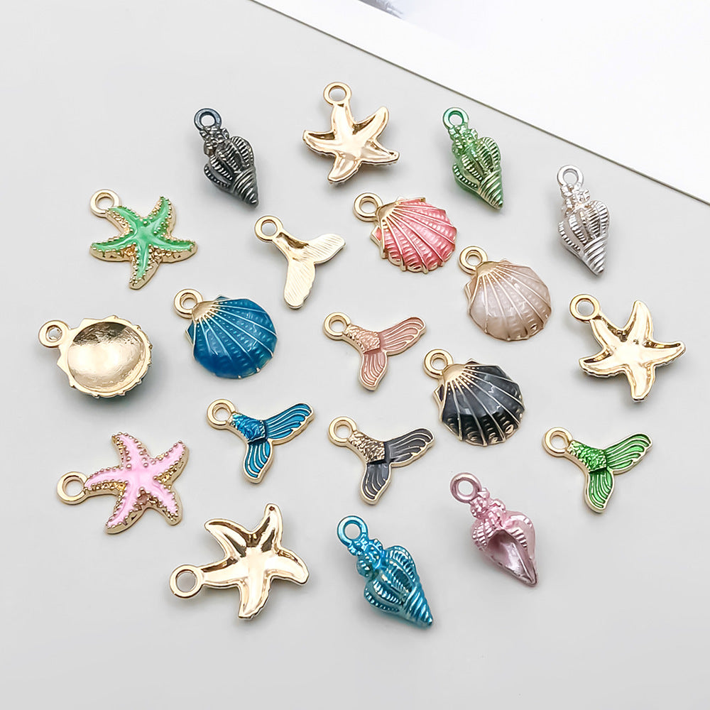 Colorful Oil Alloy Simulation Marine Conch Pendants