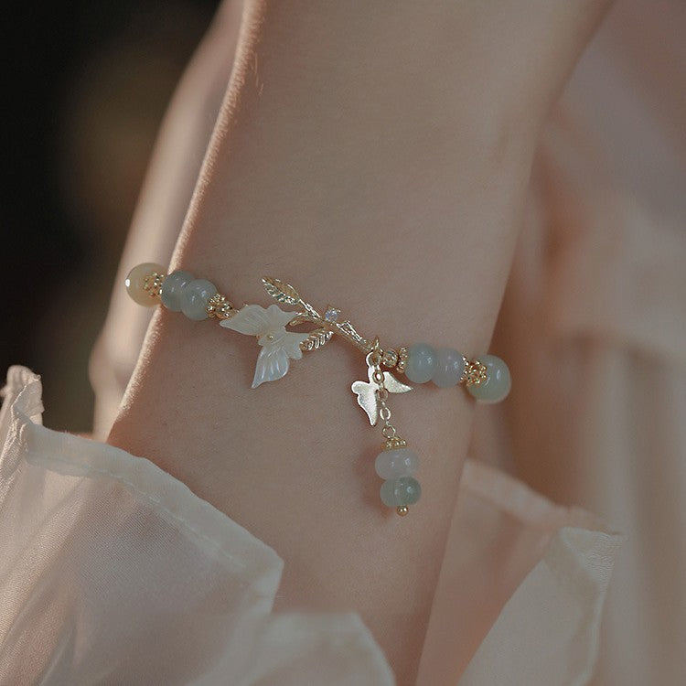 Dream Floating Chinese Style Jade White Lip Shell Light Luxury Bracelet