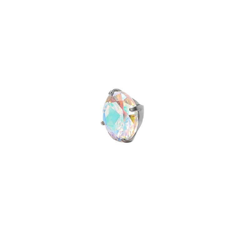 Internal Spiral Head Ear Four Claw Inlaid Zircon Bone Labret Earrings