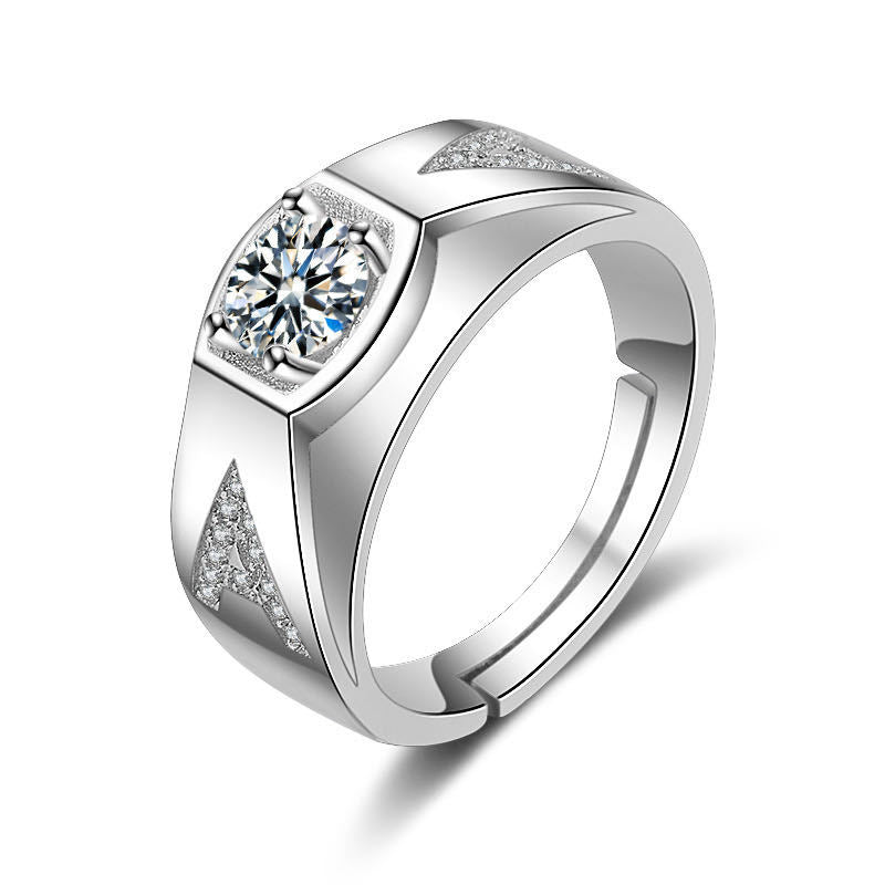 Men's Diamond Single Simulation Karat Wedding Classic Temperament Ring