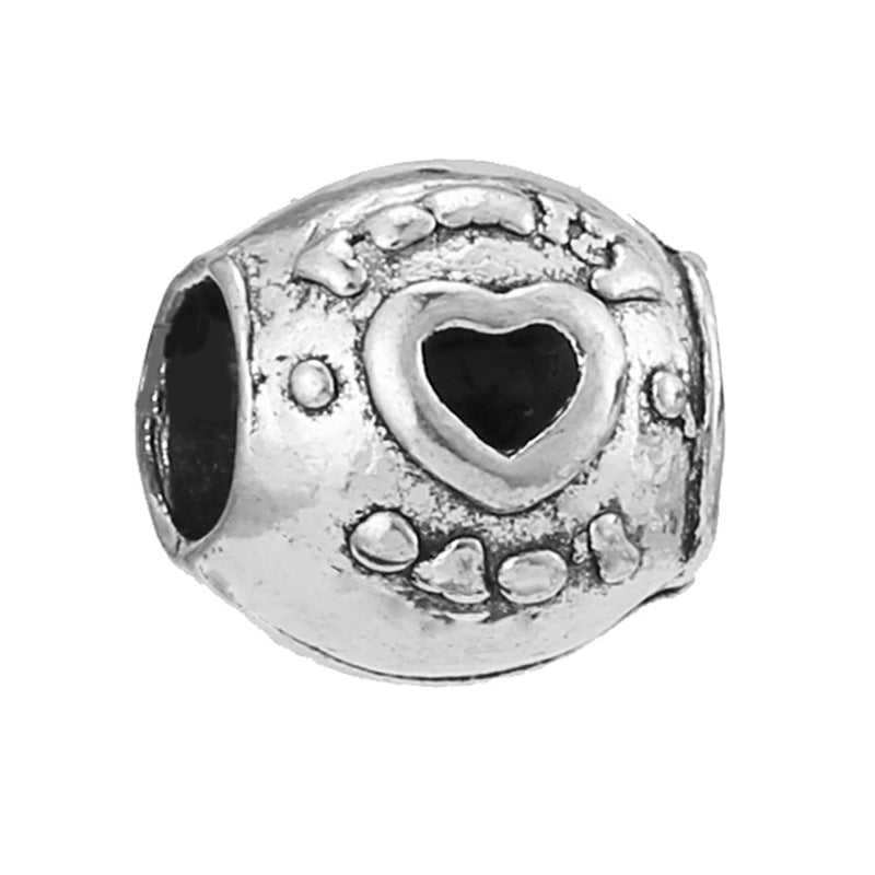 Alloy Large Hole Beads Hollowed Heart Shape Jewelry Accessories