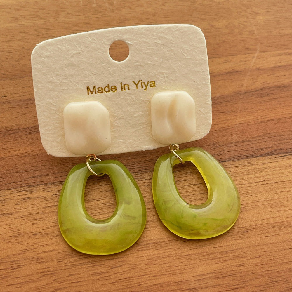 Geometric Simple Temperamental Square Contrast Color Earrings