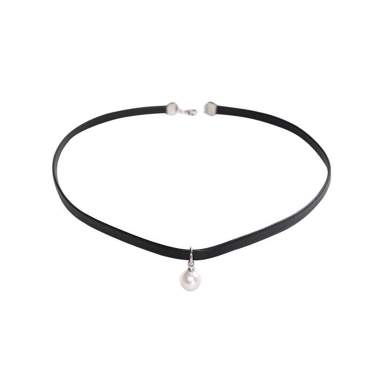Pearl Leather String Clavicle Chain Female Collar