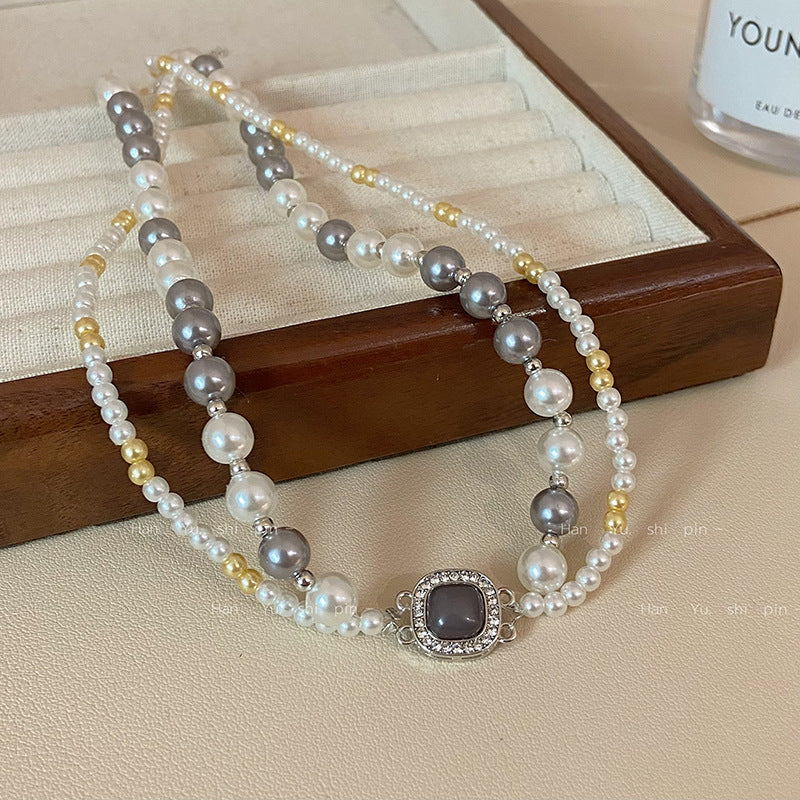 Women's Retro Pearl Affordable Luxury Fashion Temperament Wild Good-looking Clavicle Necklace
