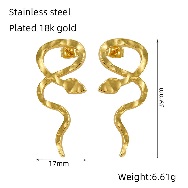 Women's Stainless Steel Snake For Exaggerated Personalized Gold Earrings