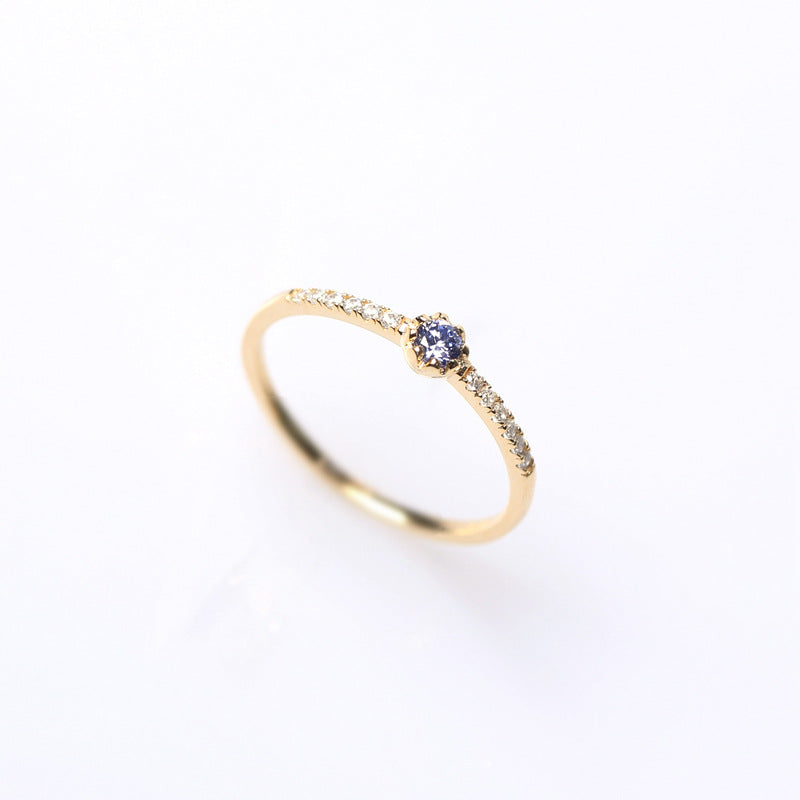 Phantom Blue Row Diamond Female Affordable Luxury Fashion Niche Rings