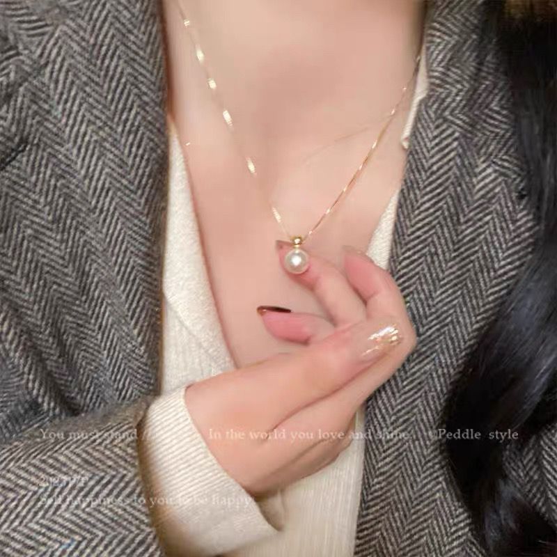 Sier Safety Lock Chinese Style White Necklace