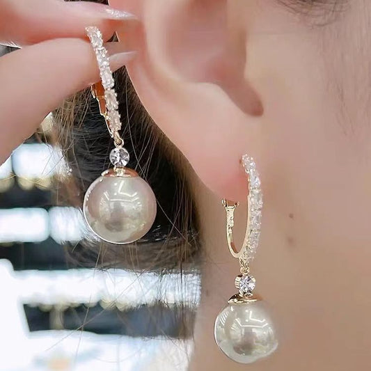 Women's Sier Needle High-grade Pearl Light Luxury Simplicity Elegant Earrings