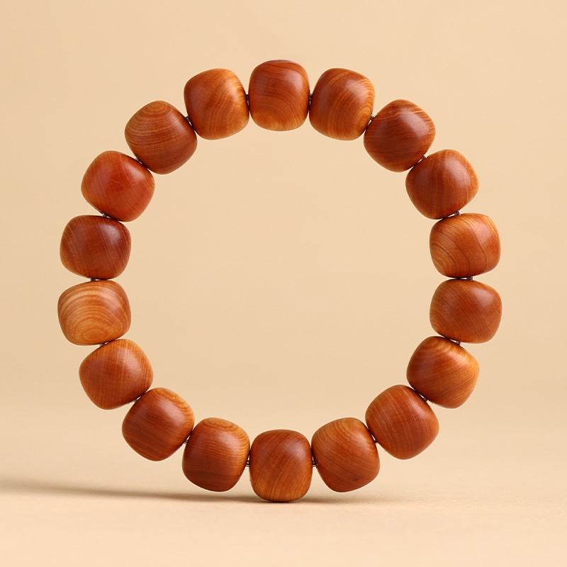 Men's Arborvitae High Oil Red Horizontal Pattern Old Materials Rosary Bracelet