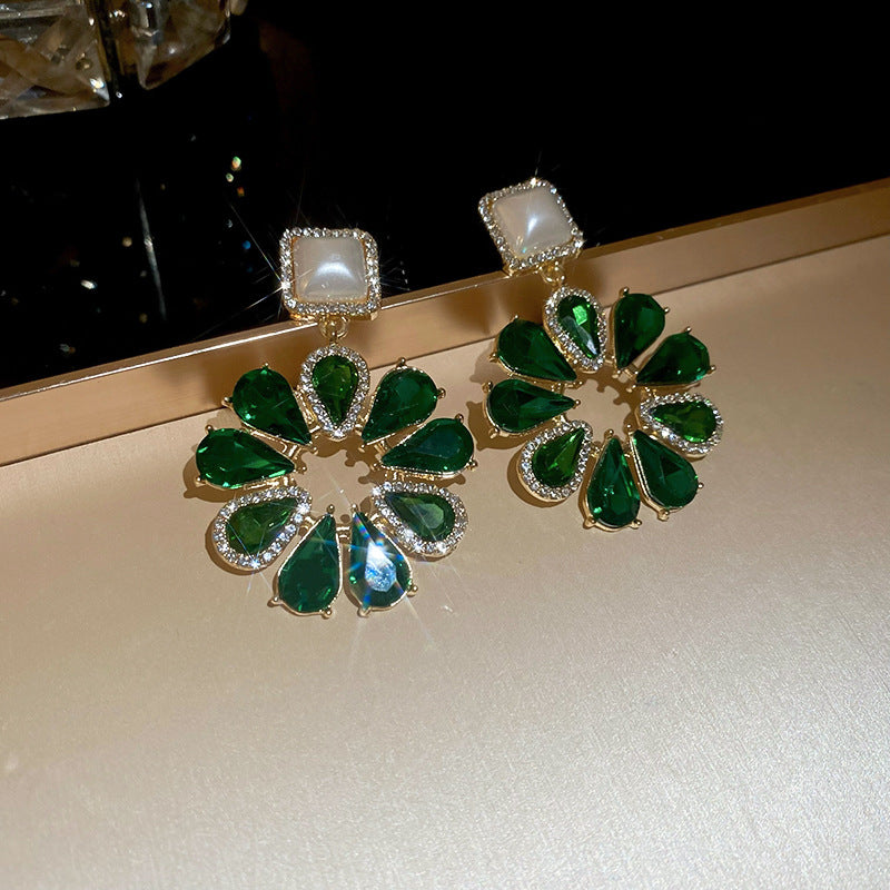 Sier Water Drop Flower Pearl French Retro Minority Affordable Luxury Rings