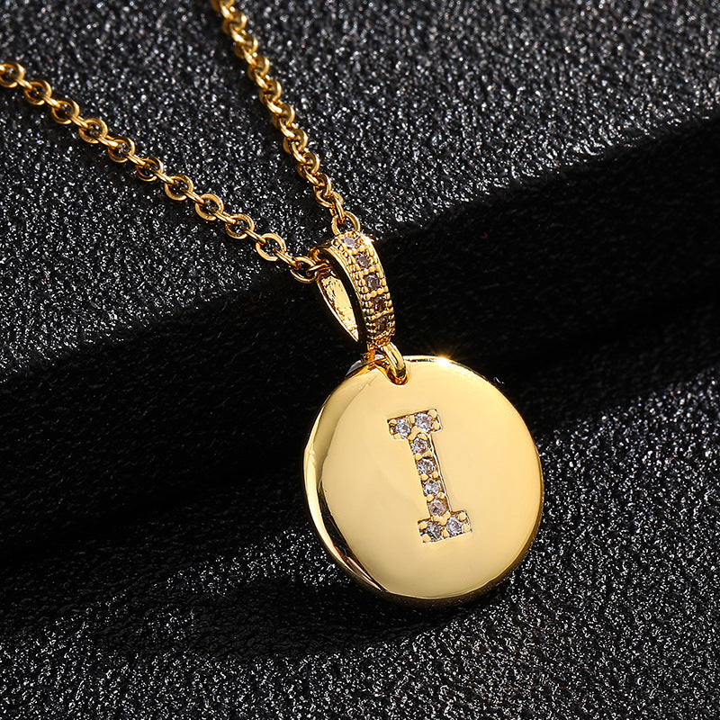 Women's Letter Fashionable English Copper Inlaid Zircon Small Necklaces