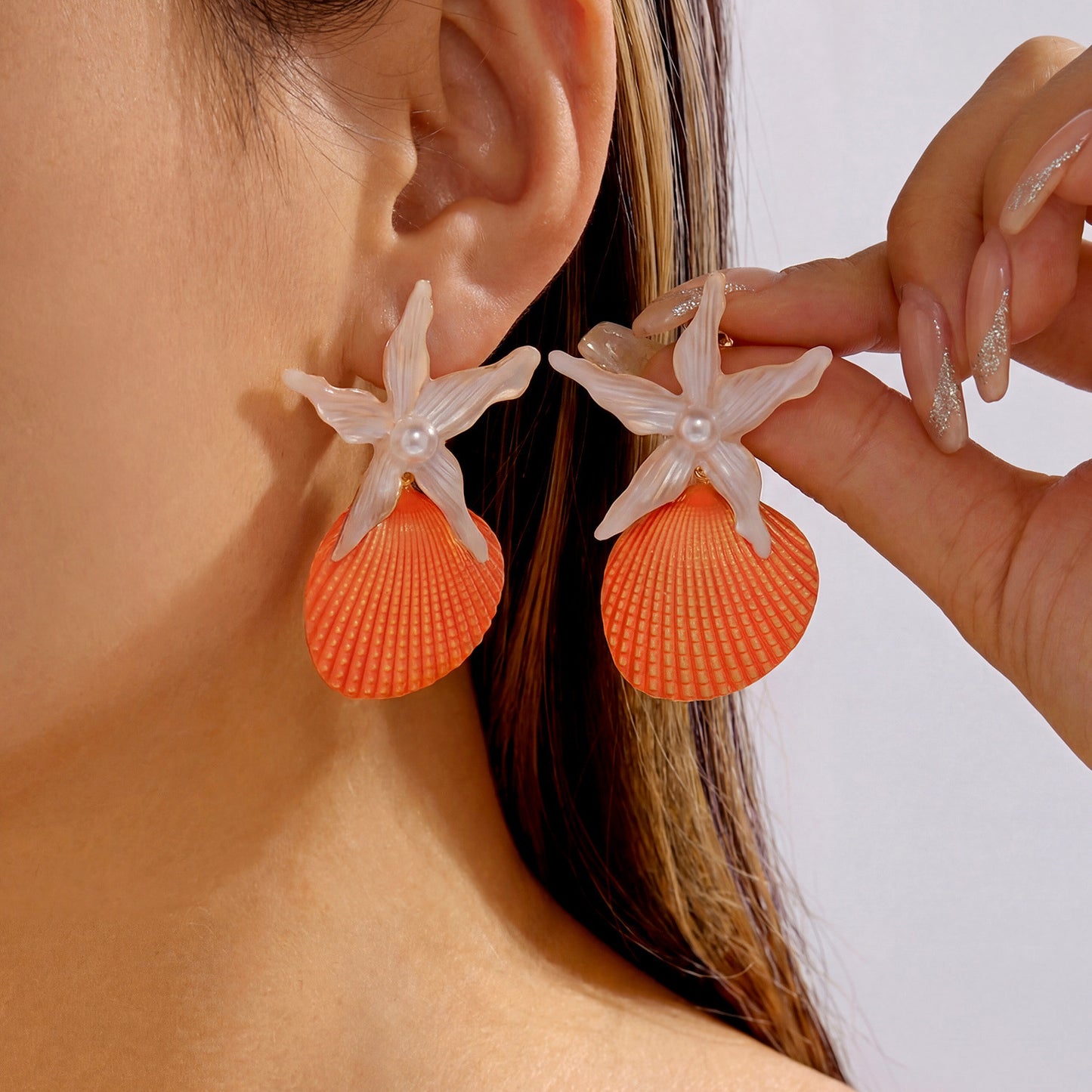 Summer Ocean Style Starfish Shell Niche Design Beach Vacation Earrings