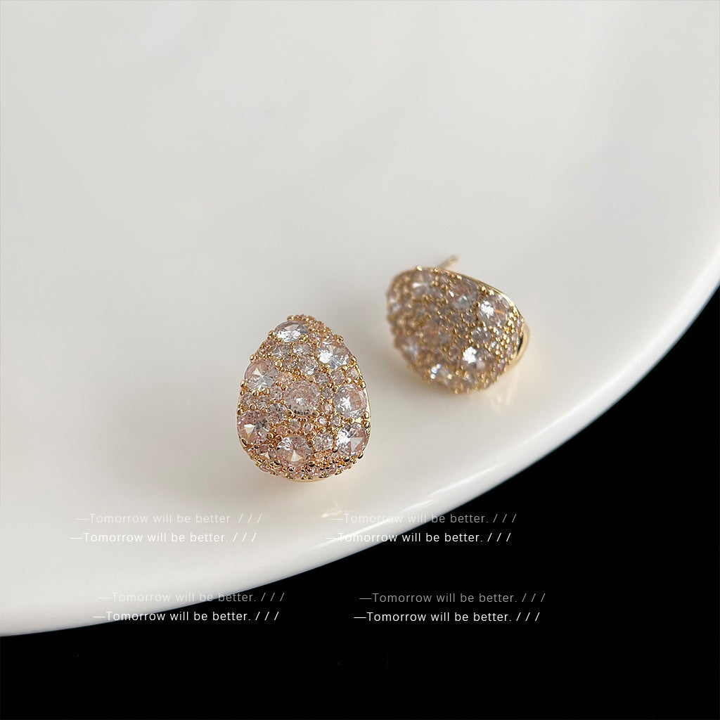 Gold Electroplated Colored Gems Zircon Design Earrings