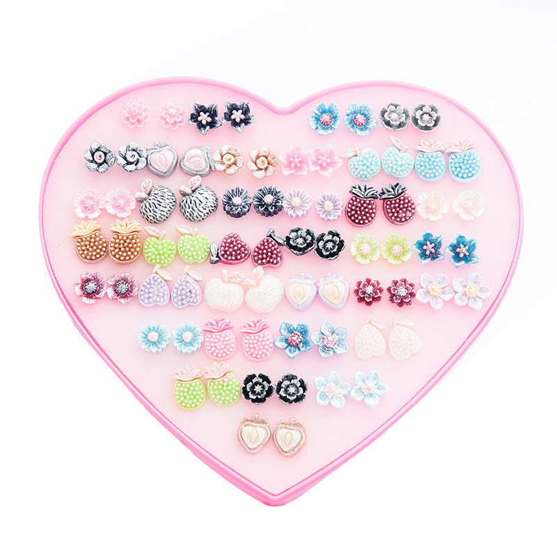 Women's Flower Love Heart Not Allergic To Stud Earrings