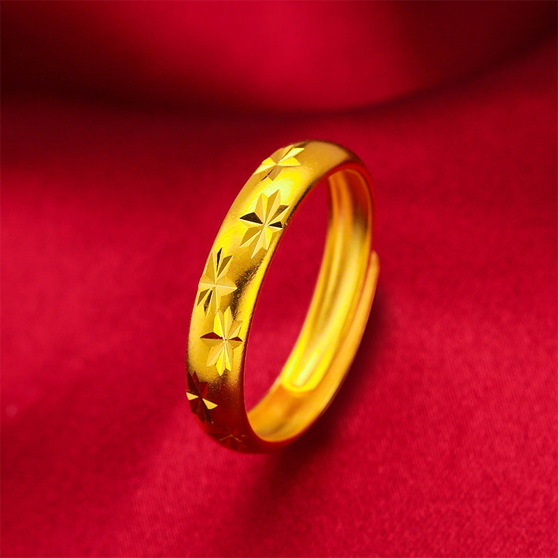 Women's & Men's European Coin Open Mouth Glossy Can Wear Couple Vietnam Placer Ring