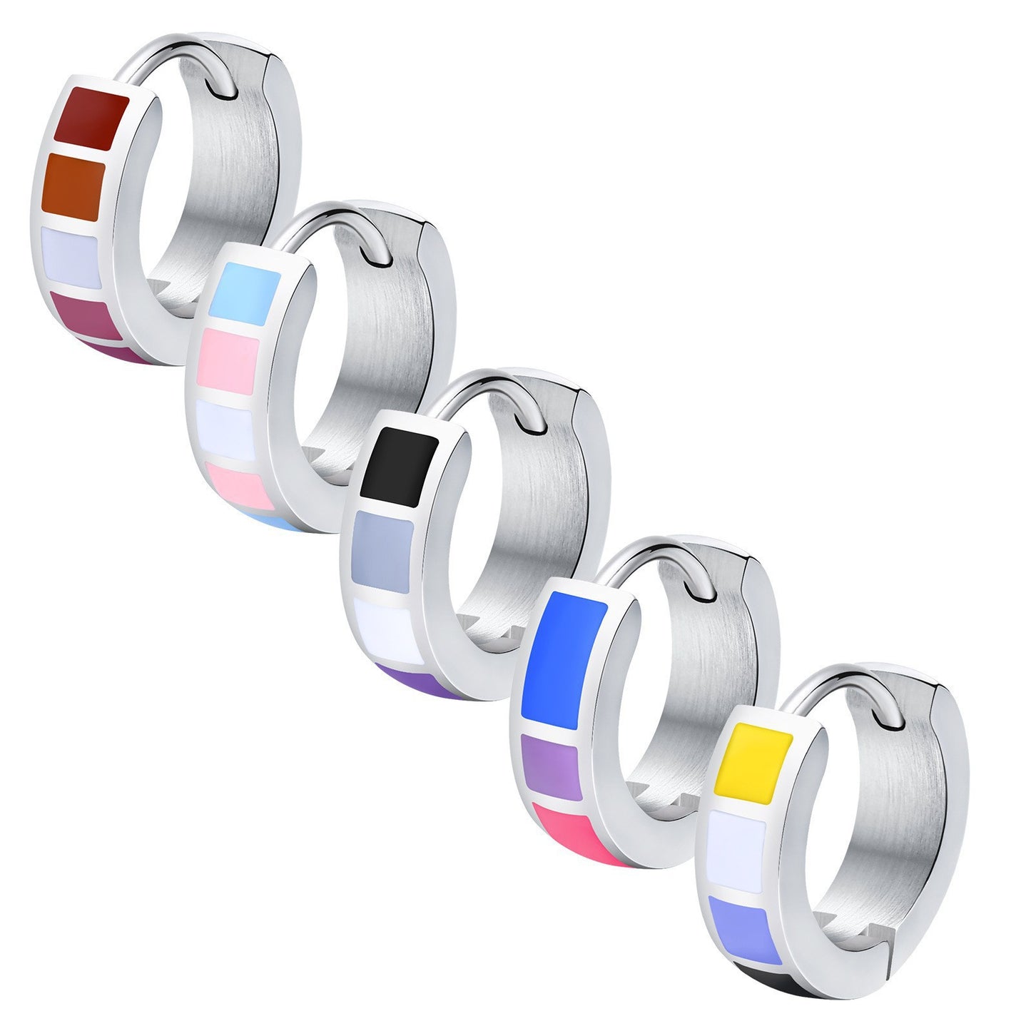Women's & Men's Stainless Steel Color Eardrop Colorful Flag Earrings