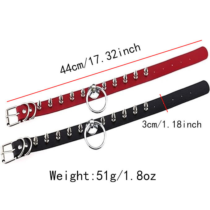 Round Leather Neckband Street Shooting Nightclub Rivet Pointed Nail Neck Necklaces