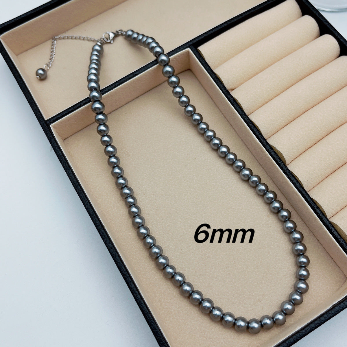 Pearl Female Sier Gray Stacked Retro Cold Necklaces