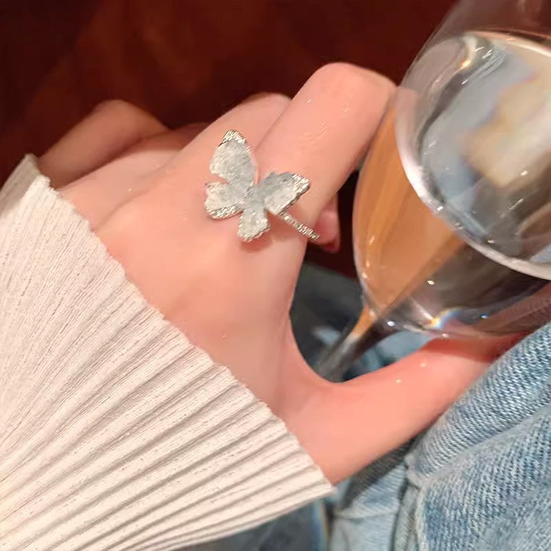 Style Pearl Zircon Butterfly Female Niche High-grade Rings