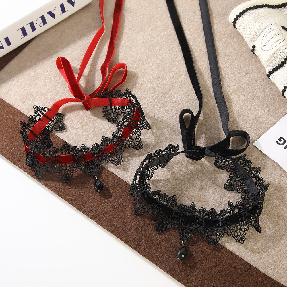 Sweet Lace Bow Dark Series Cool Hot Clavicle Chain Collar