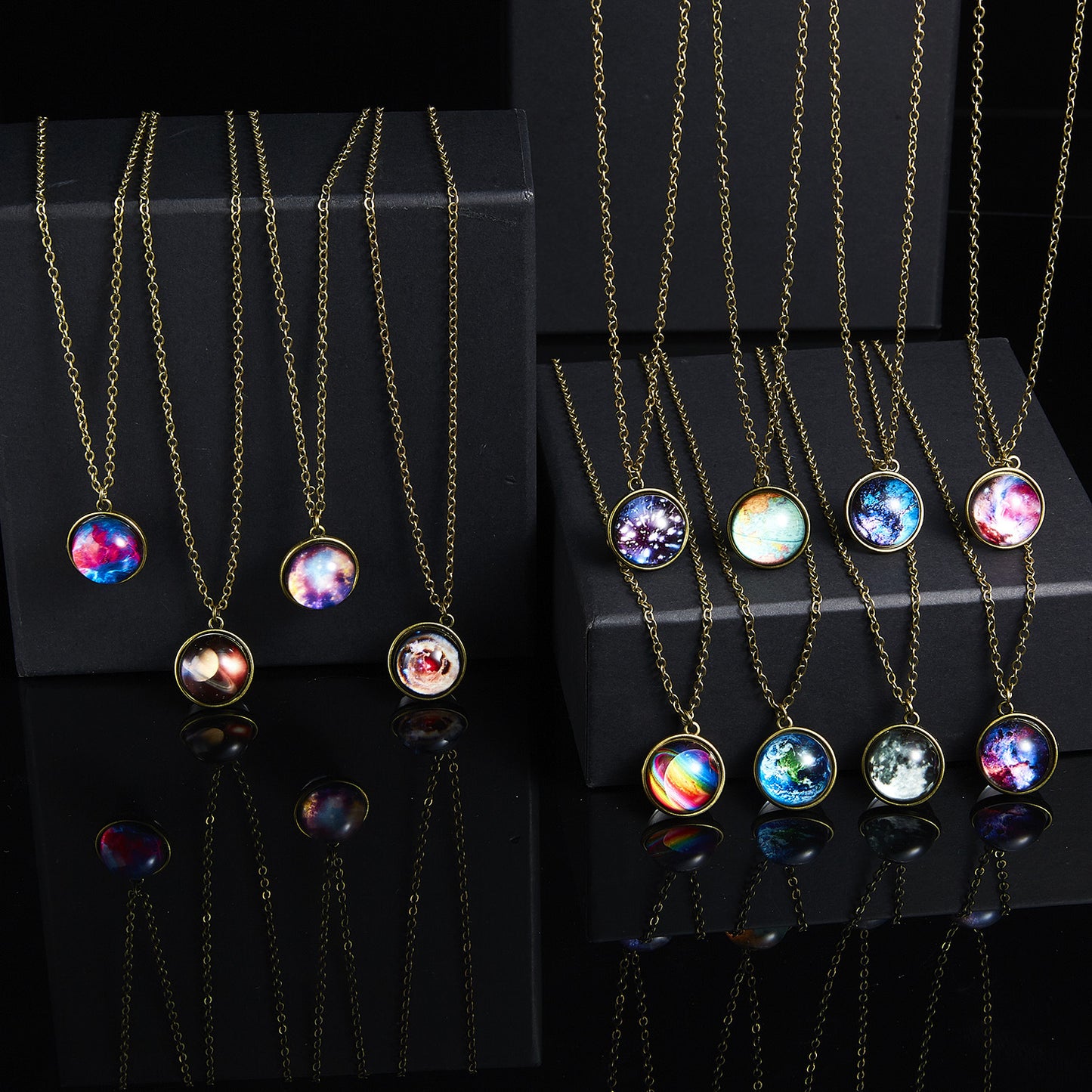 Galaxy Nebula Universe Luminous Double-sided Glass Necklaces