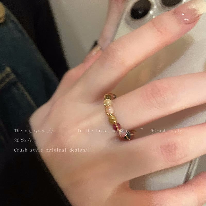 Style Pearl Zircon Butterfly Female Niche High-grade Rings