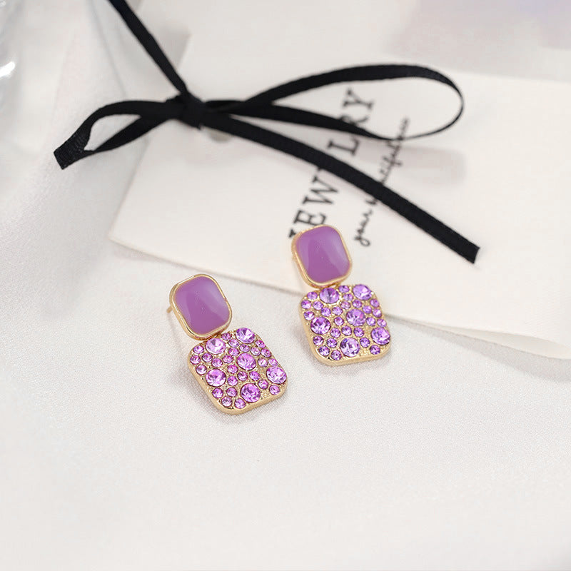 Rhinestone Painting Oil Advanced Sense Temperament Earrings