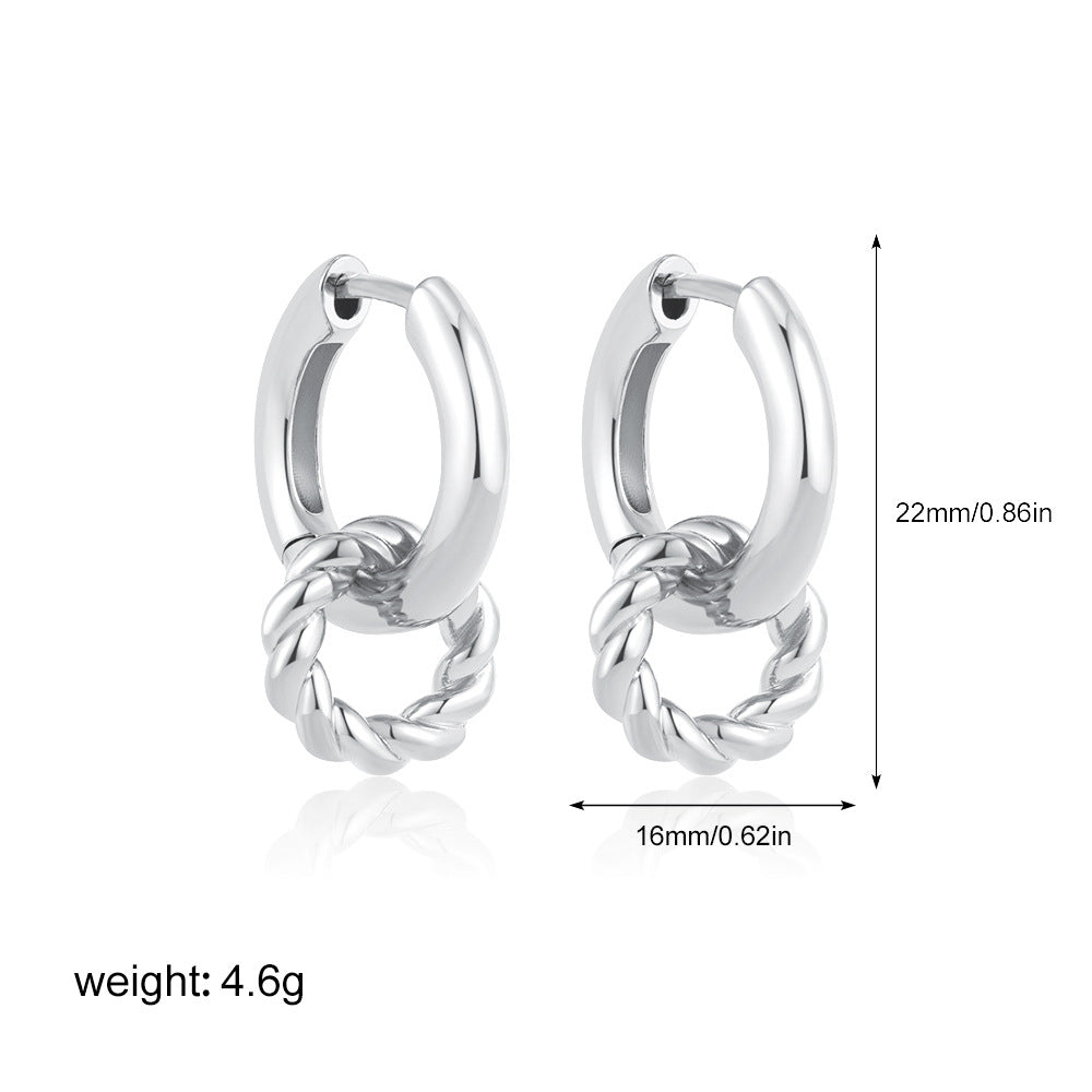 Twist Geometric Square Ear Clip Simple Earrings