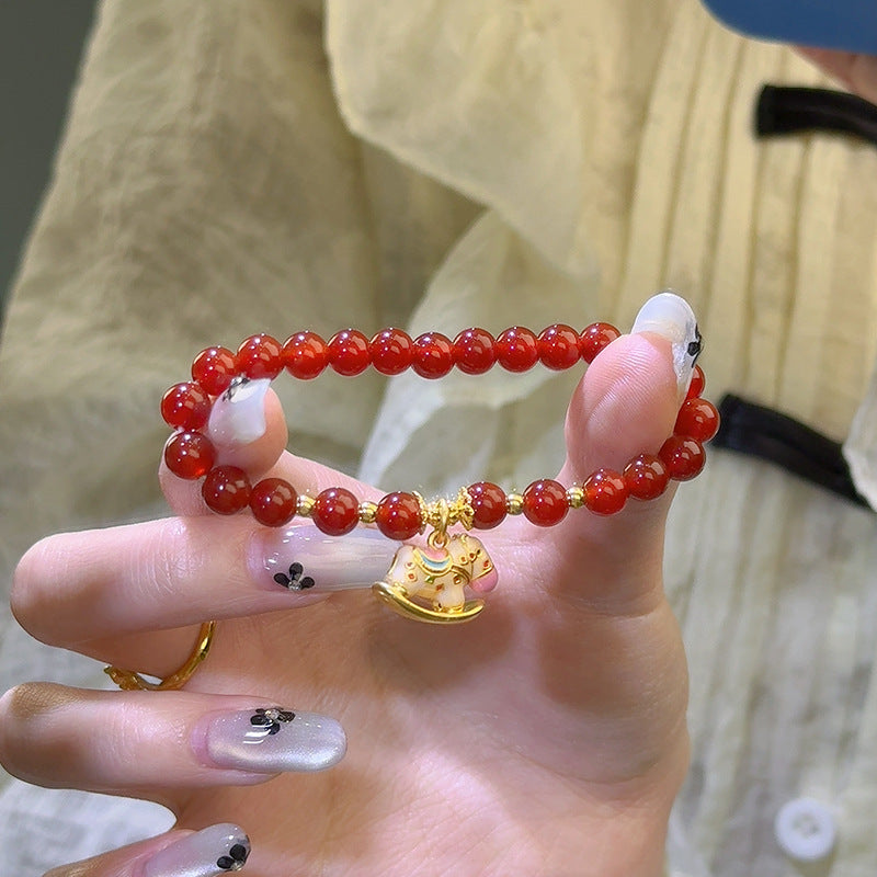 Women's Pomegranate Red Pony Exquisite Versatile Life Gift Bracelets