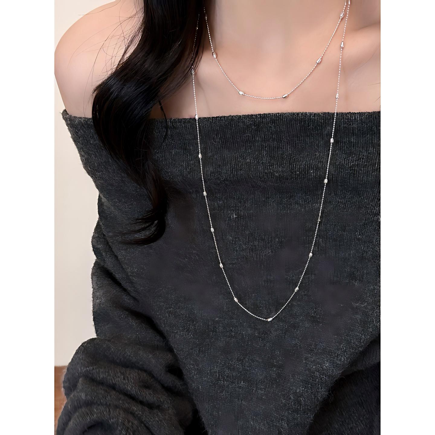 Women's Long Twin Bead Chain High Sense Light Necklace