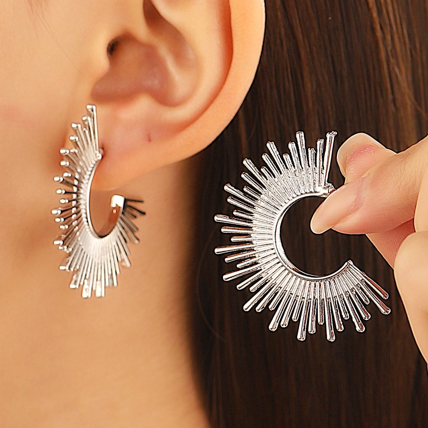 Fashion Exaggerated Sunflower Light Female Trend Party Earrings