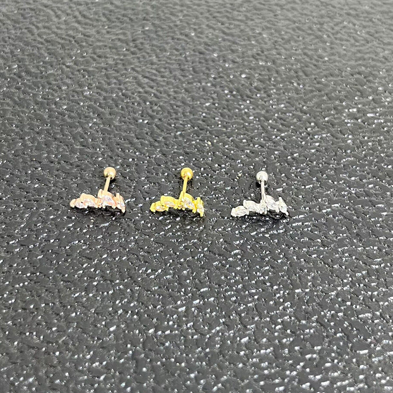 Thin Rod Ear Micro Inlaid Zircon Rings