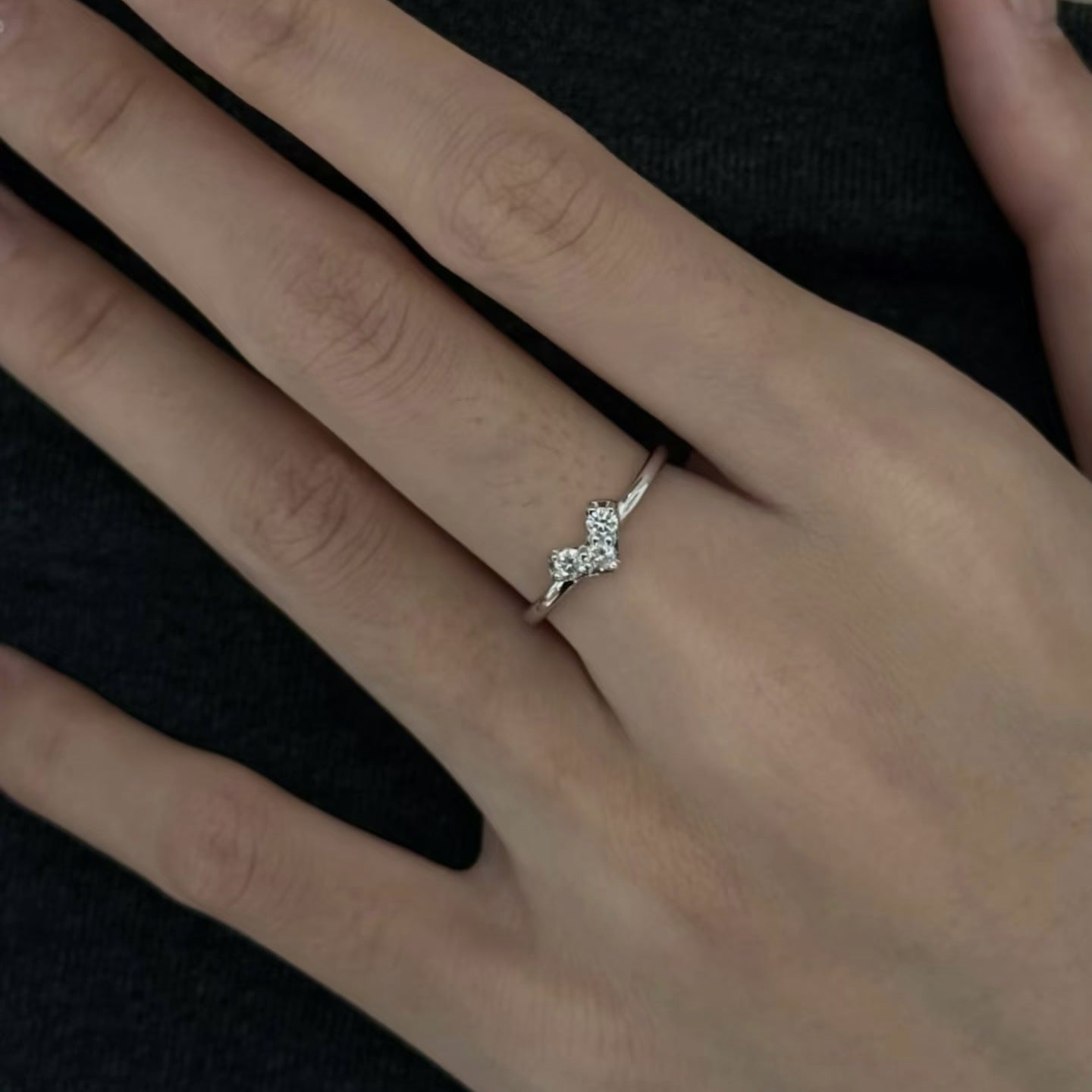Women's Ancient Style Full Diamond Small Love Heart-shaped Light Luxury High Rings