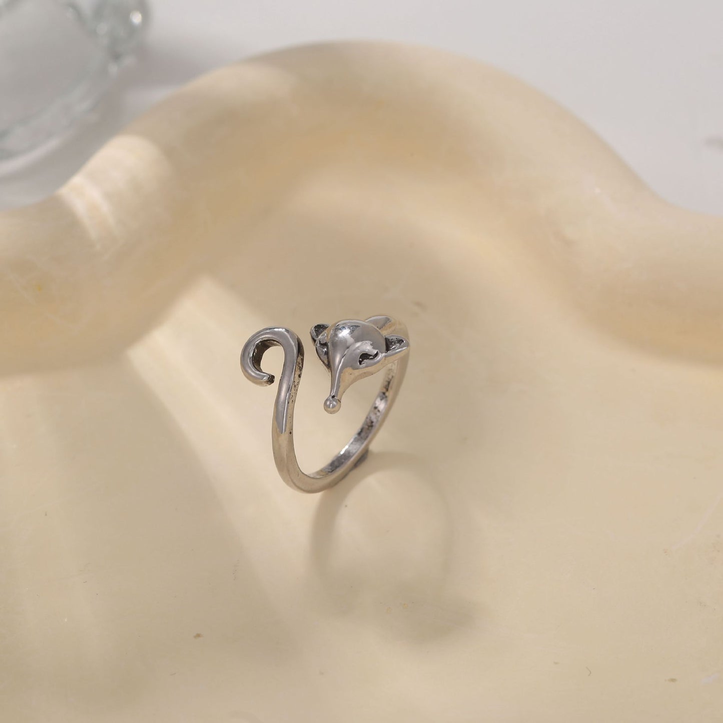 Men's Retro Trendy Sier Open Single Lucky Rings