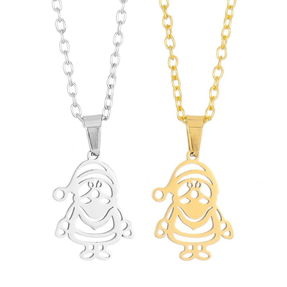 Stainless Steel Santa Christmas Tree Stylish Simple Necklaces