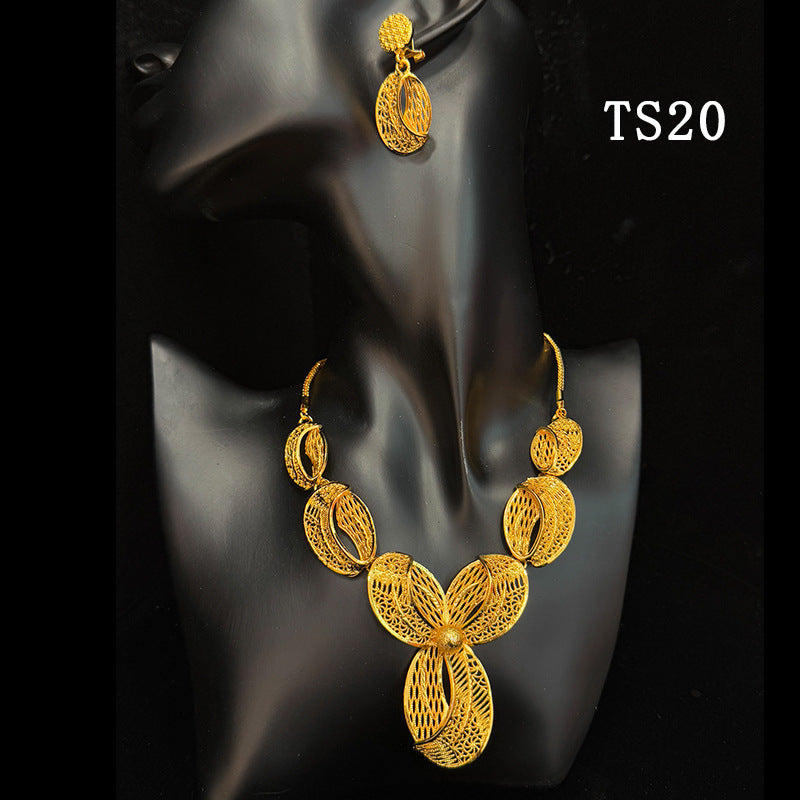Gold Plated Female Bridal Wedding Imitation Jewelry Set